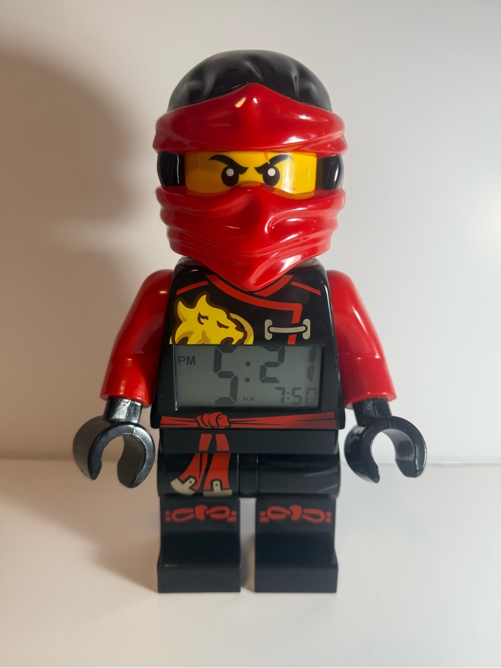 Lego Alarm Clock Ninjago Kai Red Ninja 9" Lights Up TESTED WORKS 2017